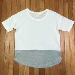 C&C california color block short sleeve linen tee